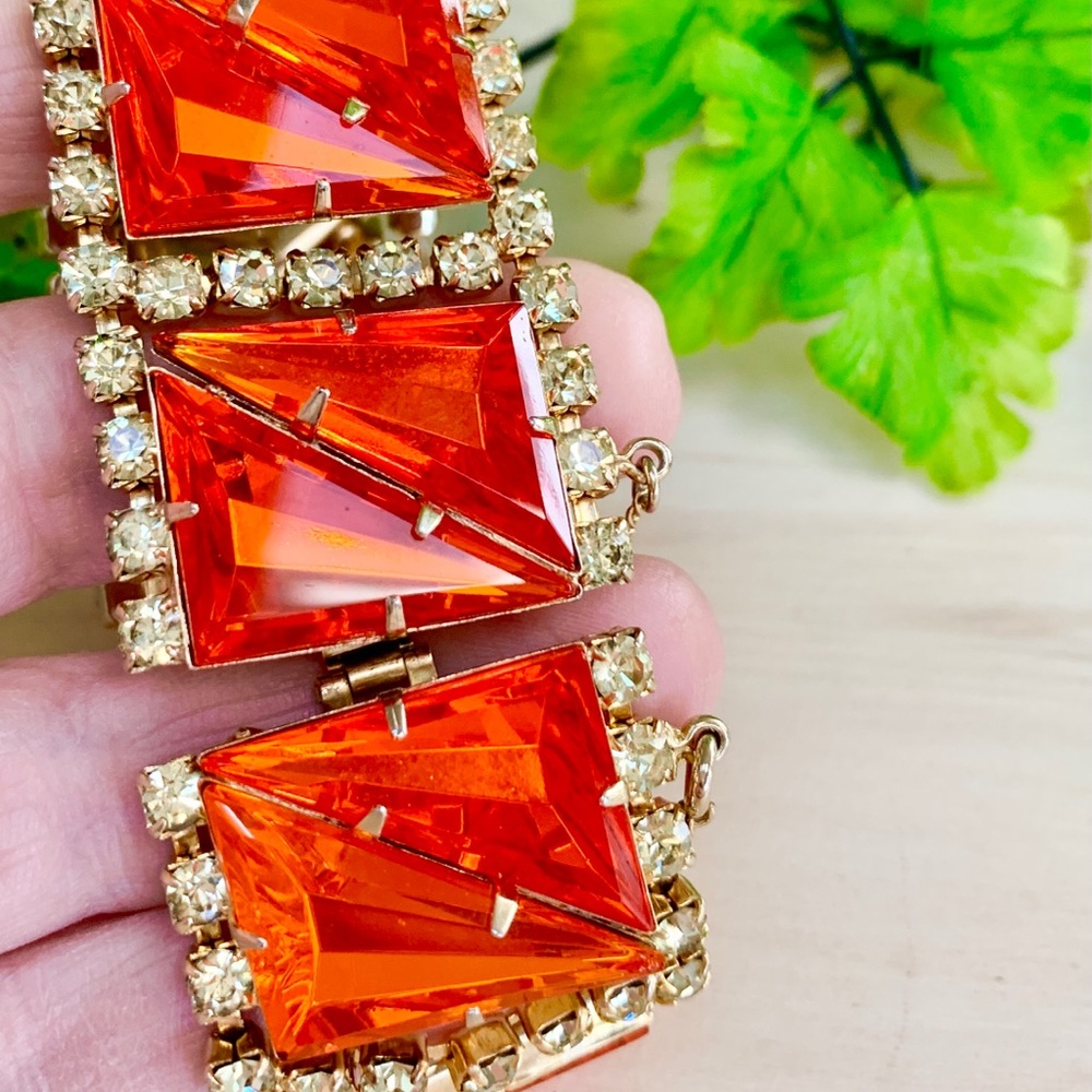 Vintage Large Glass and Rhinestone Bracelet